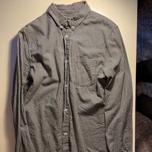 APC Navy and White Button Up shirt Size L Fits M/L